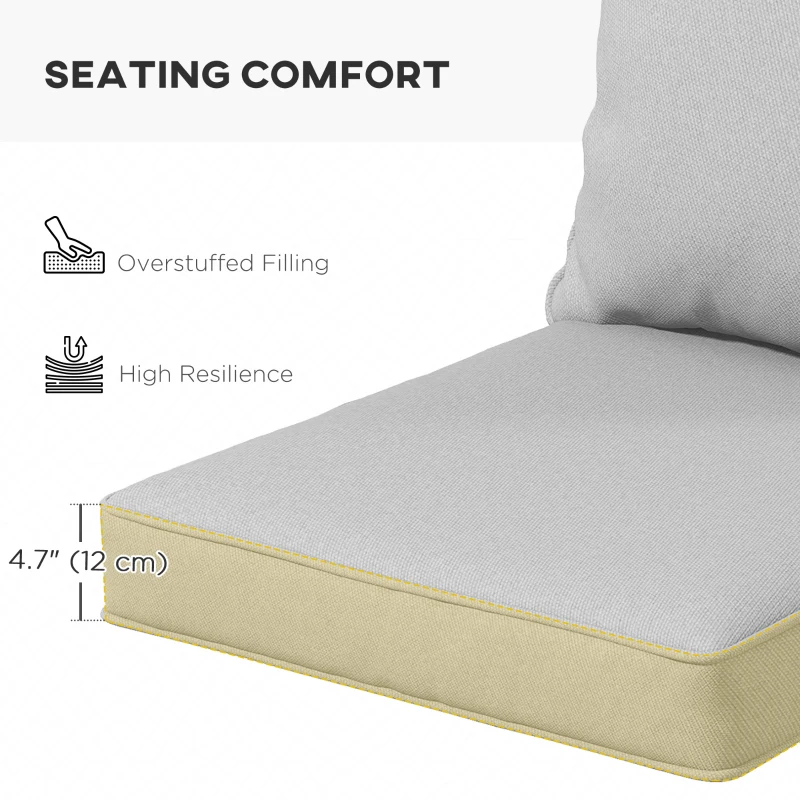 Outsunny Seat Cushion Back Pillows Replacement Set of 2, Patio Chair Cushions Set for Indoor Outdoor, Light Grey