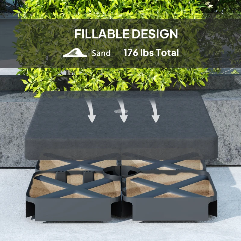 Outsunny 4 Piece Offset Umbrella Base Weight for 176 lbs Sand Heavy Duty Outdoor Weights for Umbrella Stand, Black