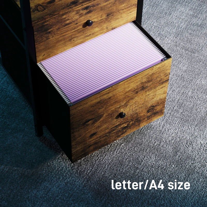 HOMCOM 61" Computer Table with LED Lights, PC Desk with Power Outlets, USB Ports, Storage, Wireless Remote, Rustic Brown