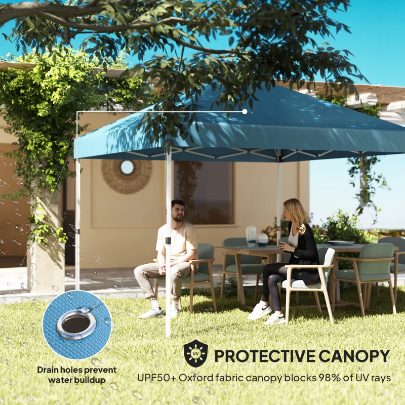 Outsunny 10' x 10' Pop Up Canopy Tent with 2 Half Sidewalls, UV50+ Instant Sun Shelter with Wheeled Carry Bag, Sea Blue