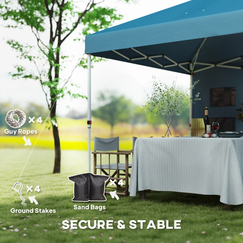 Outsunny 10' x 10' Pop Up Canopy Tent w/ Sidewall, UPF50+ Height Adjustable Instant Sun Shelter w/ Storage Pockets, Sea Blue
