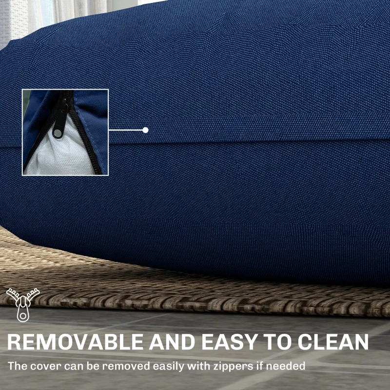 Outsunny 2 Seat Patio Furniture Cushions, 46x26x5 in, Thick Outdoor Loveseat Cushion Set with Removable Cover, Fade-Resistant Replacement Cushions for Outdoor Furniture, Couch, Bench, Swing, Navy Blue
