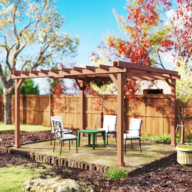 Outsunny 11' x 12.5' Outdoor Wood Pergola with Grape Trellis for Patio, Deck, Backyard, Lawn