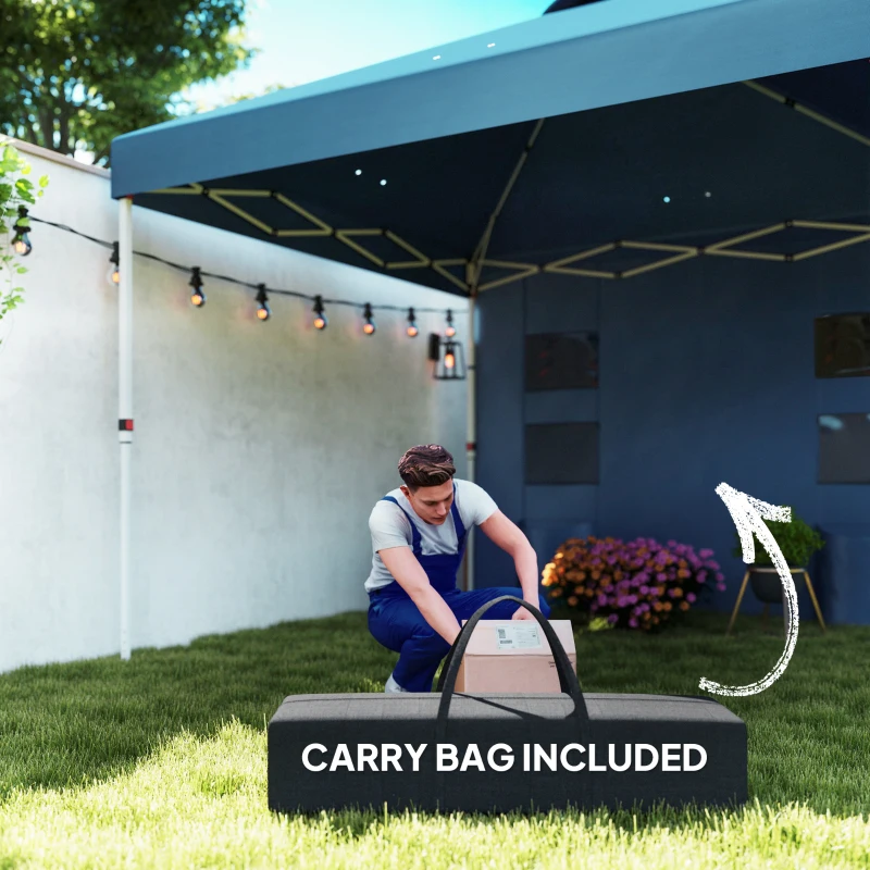 Outsunny 10' x 10' Pop Up Canopy Tent w/ Sidewall, UPF50+ Height Adjustable Instant Sun Shelter w/ Storage Pockets, Sea Blue