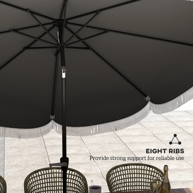 Outsunny 9FT Patio Umbrella Parasol, UPF 30+ Outdoor Market Umbrella with Crank, 8 Ribs, Push Button Tilt, Vented Patio Table Umbrella for Deck Backyard Lawn, Charcoal Grey