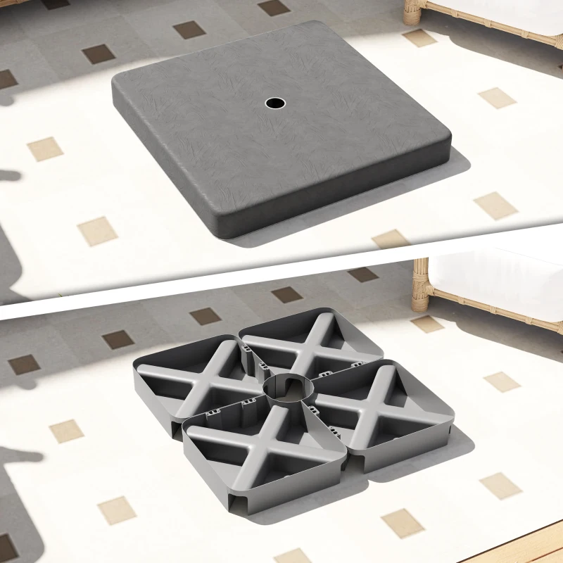 Outsunny 4 Piece Offset Umbrella Base Weight for 176 lbs Sand Heavy Duty Outdoor Weights for Umbrella Stand, Black