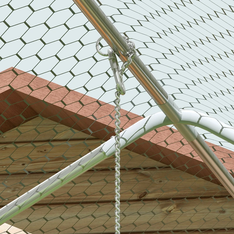 PawHut Metal Chicken Run w/ Waterproof & Anti-UV Cover, Feeding Door, Hanging Feeder, for 24-30 Chickens, 9.8' x 26.2' x 6.4'