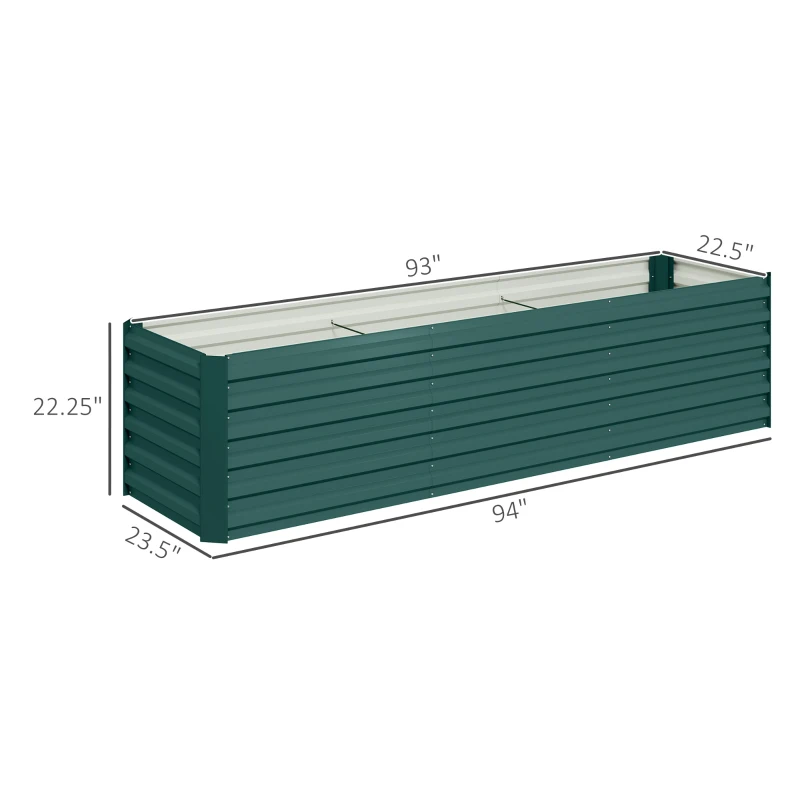 Outsunny 8x2x2ft Galvanized Raised Garden Bed Kit with Safety Edging for Flowers, Herbs and Vegetables, Green