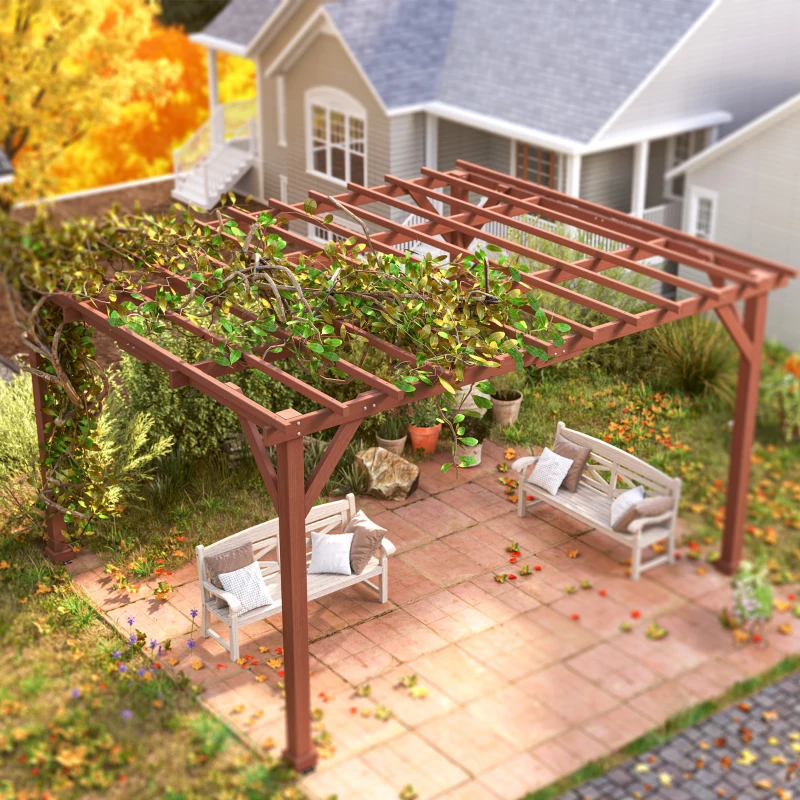 Outsunny 11' x 12.5' Outdoor Wood Pergola with Grape Trellis for Patio, Deck, Backyard, Lawn