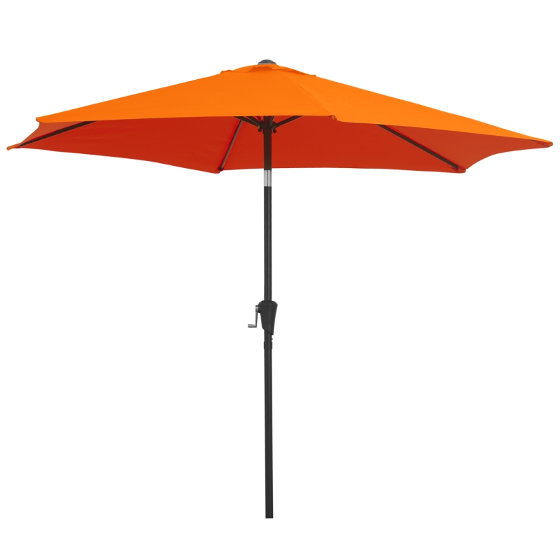 Outsunny 8.5' Round Aluminum Patio Umbrella Garden Parasol Market Sunshade Tilt Canopy w/ 6 Ribs, Crank Handle, Blue