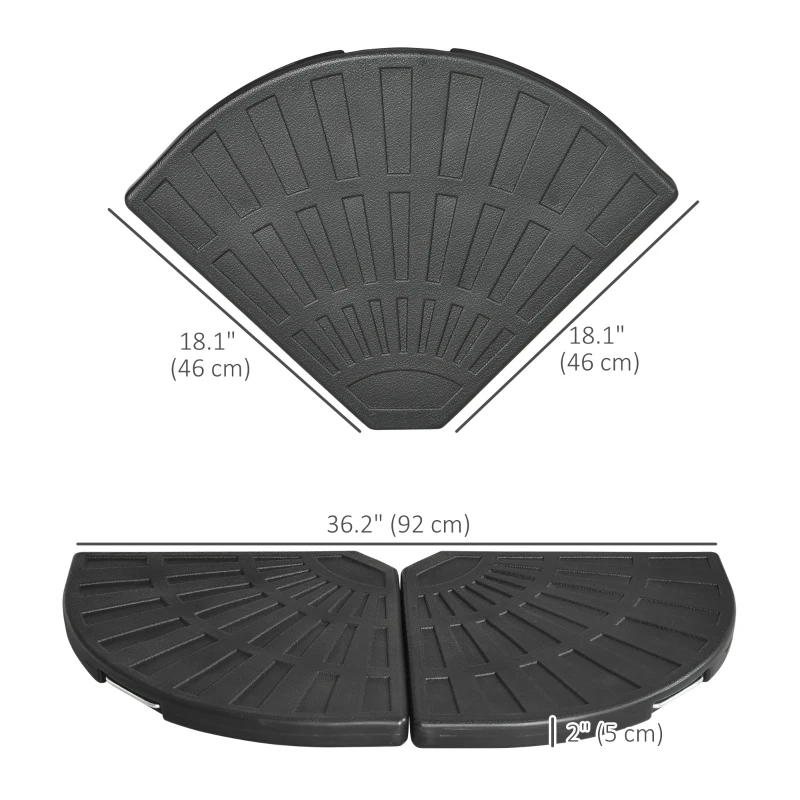 Outsunny 2-Piece Umbrella Weights for Cantilever Parasols with Handles, Heavy Duty Parasol Base Weights for Cross Base, Black