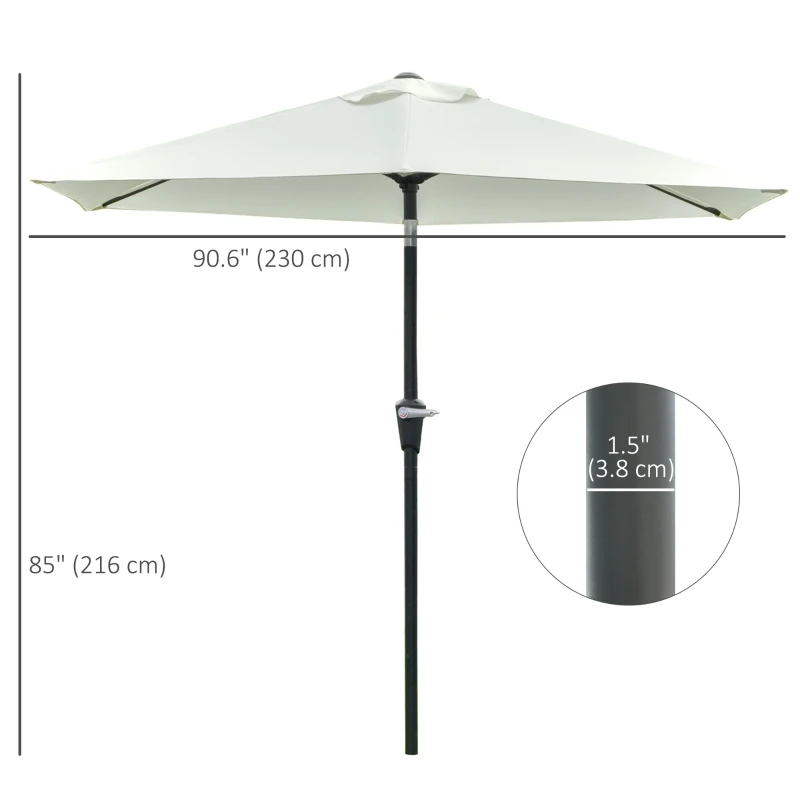 Outsunny Patio Sun Umbrella, Outdoor Parasol with 6 Ribs, Cream White
