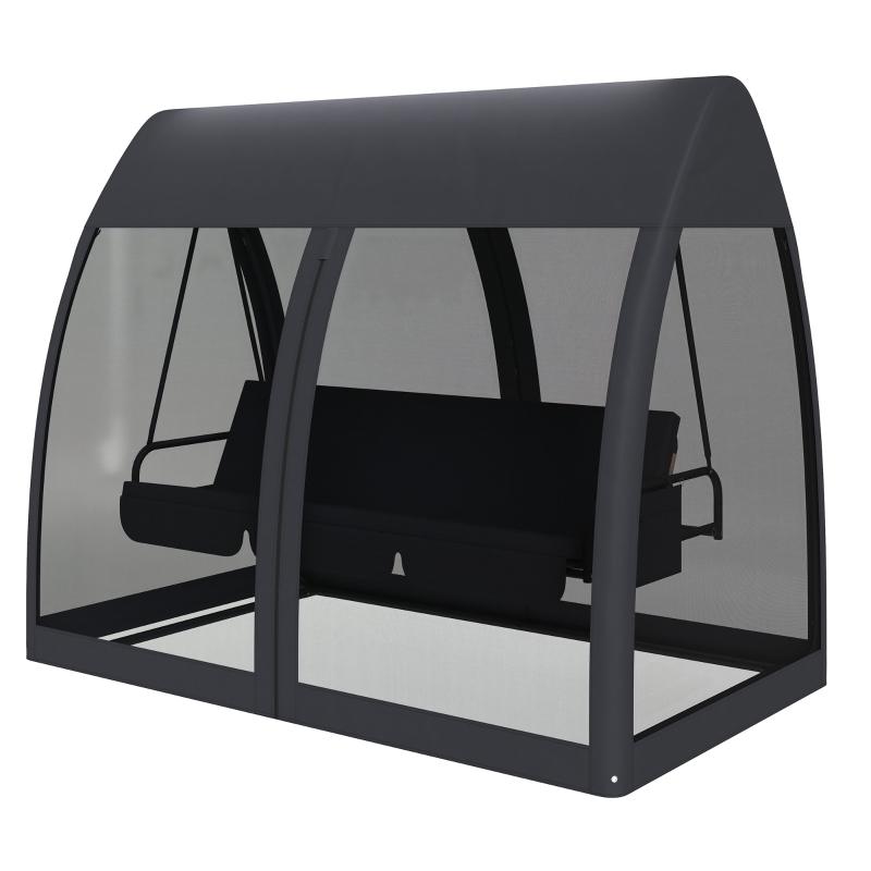 Outsunny 3 Seat Outdoor Swing Chair Convertible Covered Day