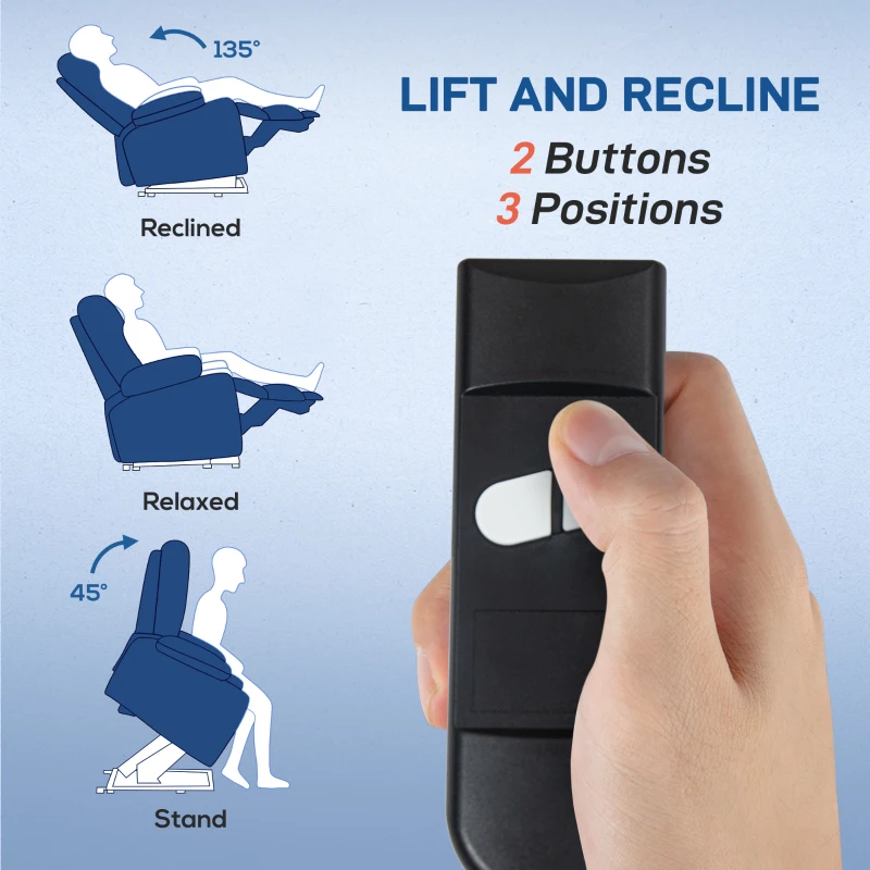 HOMCOM Lift Chair for Elderly, Massage Recliner Chair with 8 Vibration Points, Footrest, Remote Control, Side Pockets Dark Blue