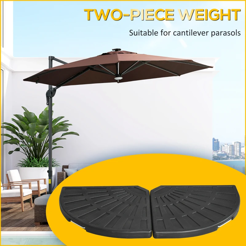 Outsunny 2-Piece Umbrella Weights for Cantilever Parasols with Handles, Heavy Duty Parasol Base Weights for Cross Base, Black