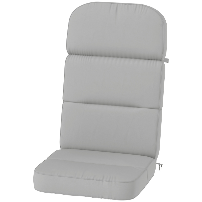 Outsunny Outdoor Seat Cushion with Back, Outdoor Chair Cushion with Ties and Adjustable Strap, UPF 20+Non-Slip Patio Cushion Replacement for Outdoor Chair, Light Grey