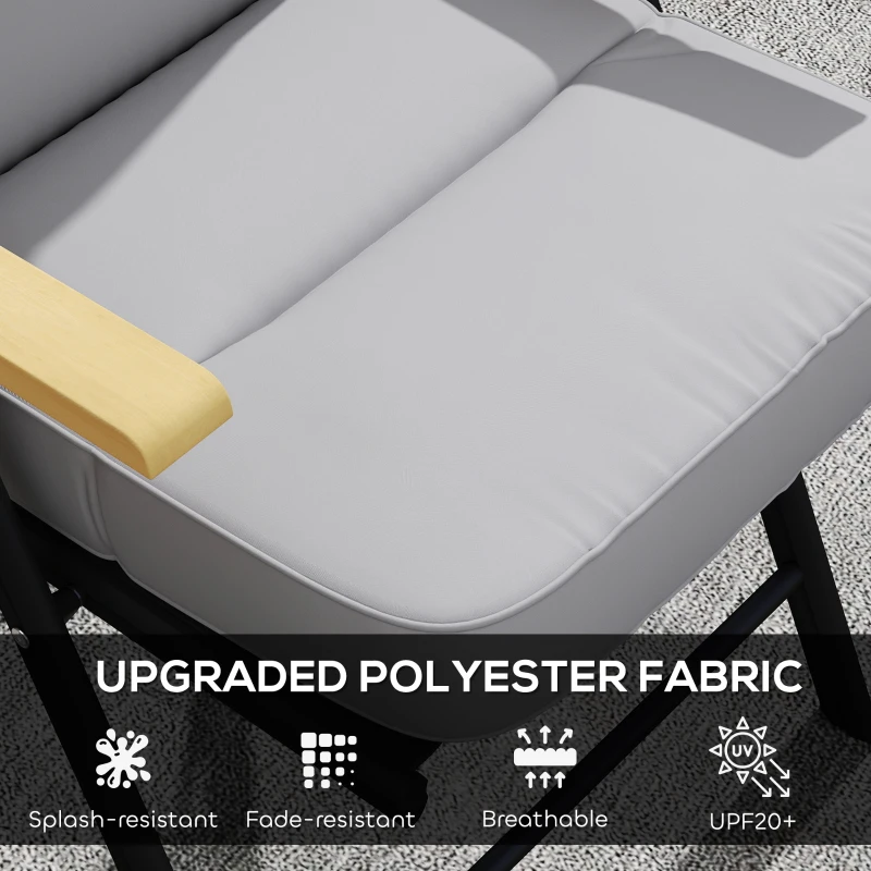 Outsunny Outdoor Seat Cushion with Back, Outdoor Chair Cushion with Ties and Adjustable Strap, UPF 20+Non-Slip Patio Cushion Replacement for Outdoor Chair, Light Grey