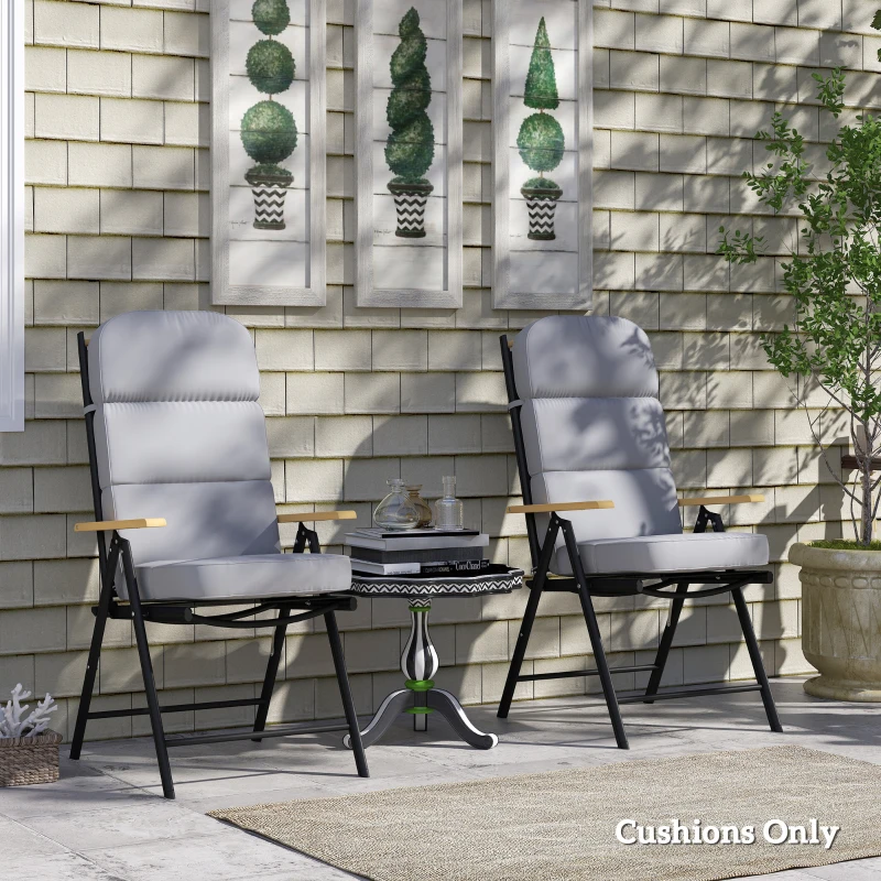 Outsunny Outdoor Seat Cushion with Back, Outdoor Chair Cushion with Ties and Adjustable Strap, UPF 20+Non-Slip Patio Cushion Replacement for Outdoor Chair, Light Grey