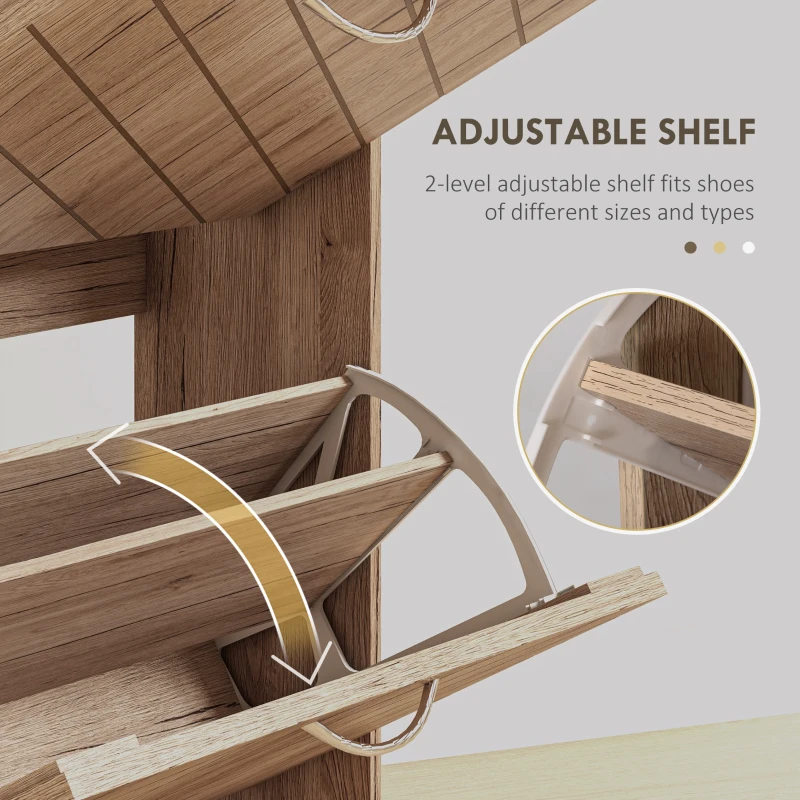 HOMCOM Shoe Storage Cabinet with 3 Flip Drawers, Narrow and Slim, 12 Pair of Shoes Organizer for Hallway, Entryway, Nature Wood