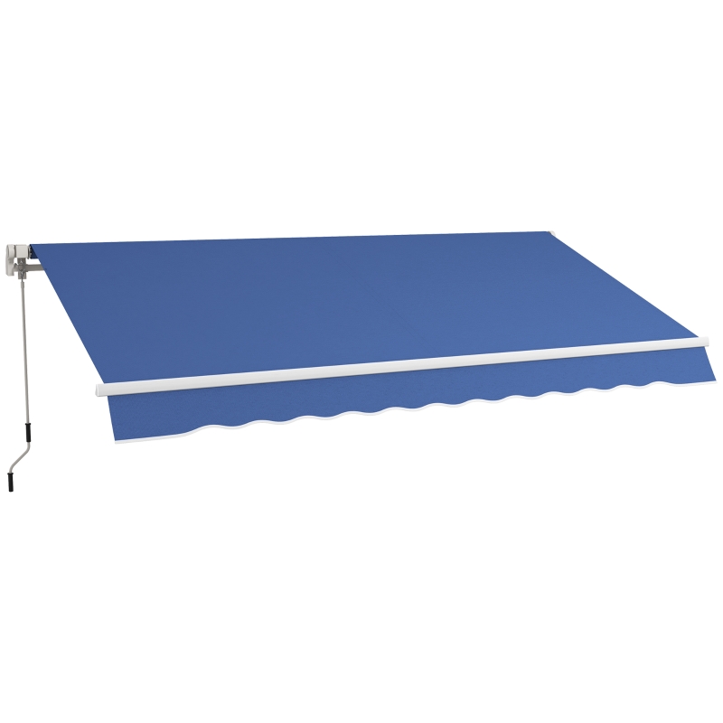 Outsunny 12' x 10' Manual Retractable Awning Outdoor Sunshade Shelter with Adjustable & Versatile Design, Dark Blue