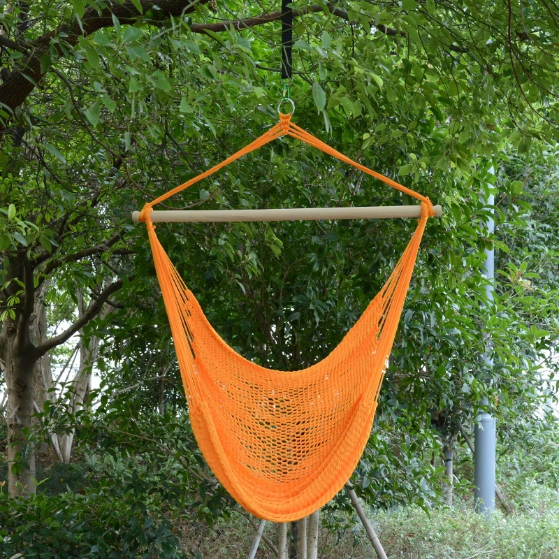 Outsunny Portable Hammock Chair, Hanging Woven Hammock Swing Chair Sleeping Bed for Outdoor Garden Yard Camping, Orange