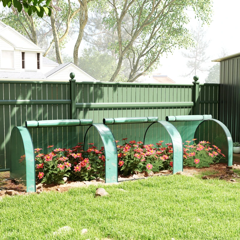Outsunny Mini Tunnel Greenhouse with PE Cover Garden Green Grow Shed with Steel Frame Zipped Doors, Green