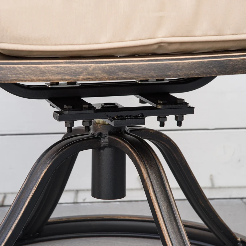 Outsunny 2 Pieces Patio Swivel Chairs with Cushion, Aluminum Frame, 3" Thick Cushions, For Garden, Balcony, Porch, Bronze