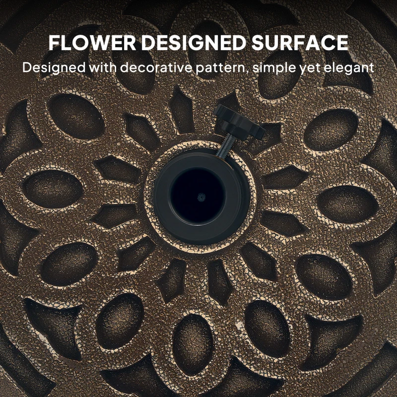 Outsunny 46lbs Resin Round Patio Umbrella Base with Wheels, Umbrella Stand Base, Heavy Duty Patio Umbrella Holder for 1.3"/1.5"/1.9" Poles for Outdoor, Lawn, Poolside, Bronze