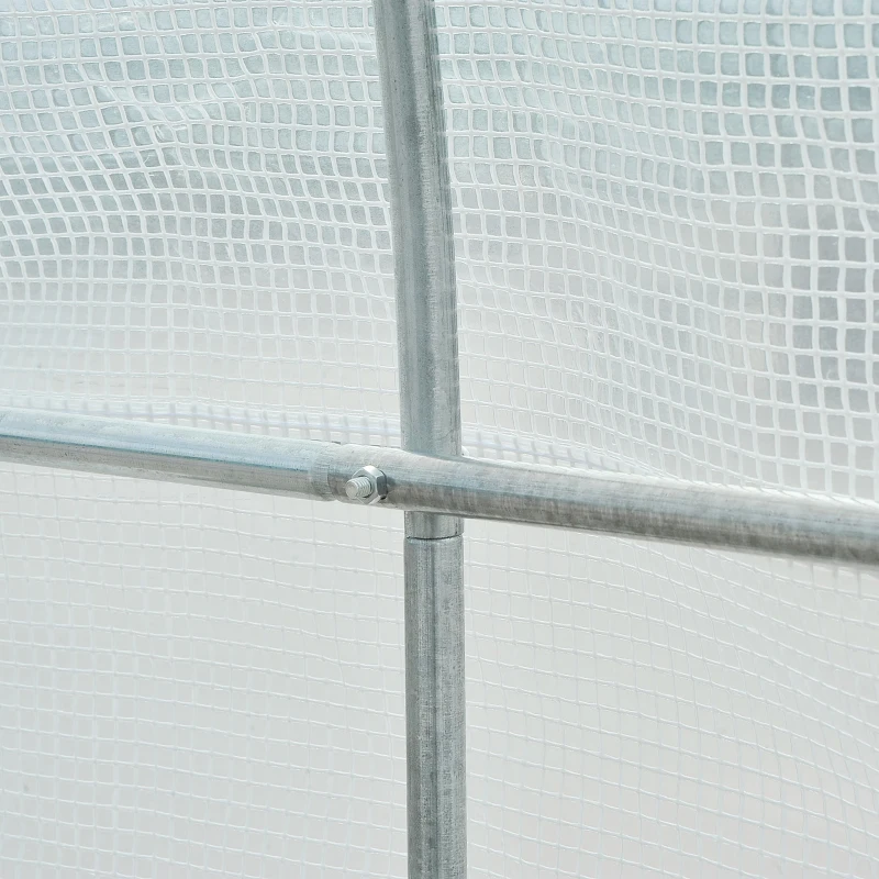 Outsunny 11.5x6.6x6.6ft Walk-in Tunnel Greenhouse Portable Garden Plant Growing Warm House with Door and Ventilation Window, White