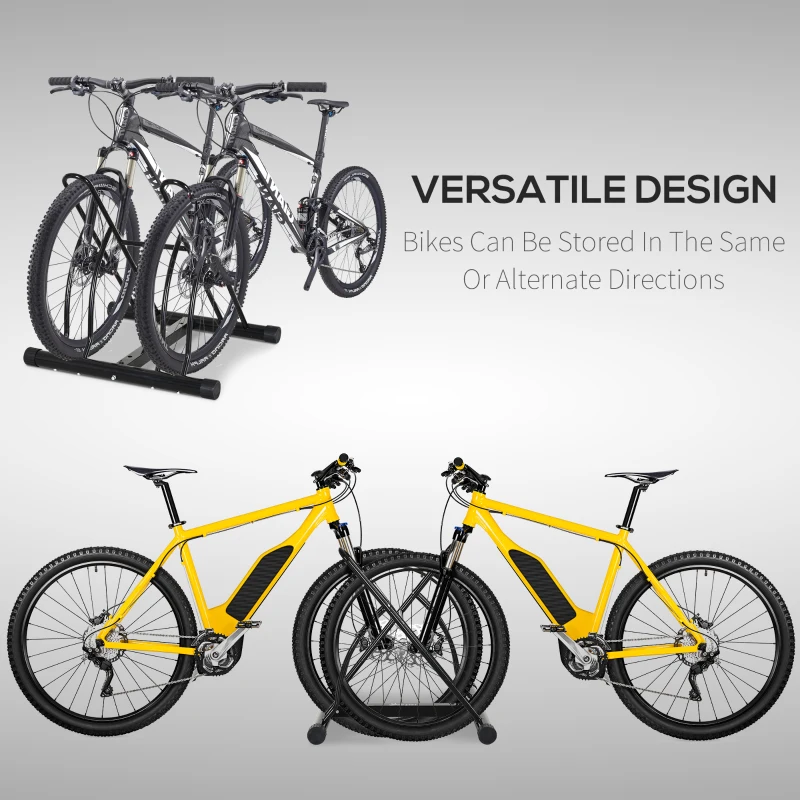 Soozier 2 Bike Rack Bicycle Floor Stand Bike Parking Garage Parking Organizer Indoor Bike Storage Holder, Indoor and Outdoor Storage