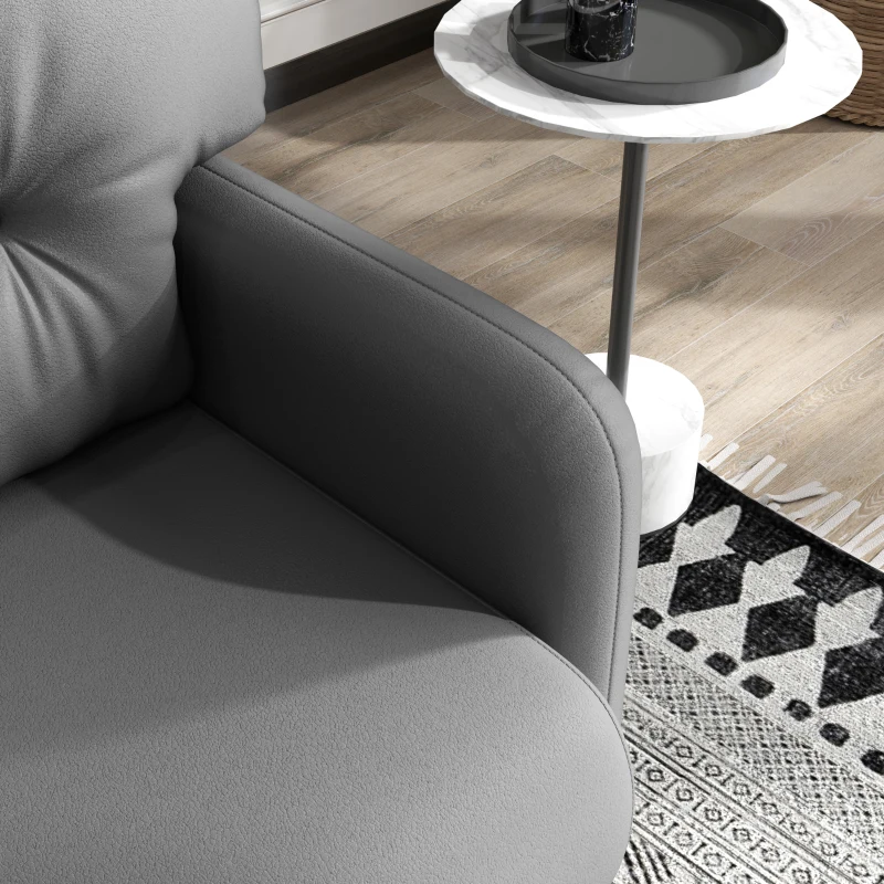 HOMCOM 58" 2 Seat Sofa, Modern Love Seats Furniture, Upholstered 2 Seater Couch, Solid Wood Frame, Grey