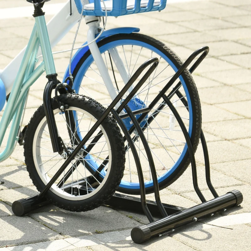 Soozier 2 Bike Rack Bicycle Floor Stand Bike Parking Garage Parking Organizer Indoor Bike Storage Holder, Indoor and Outdoor Storage