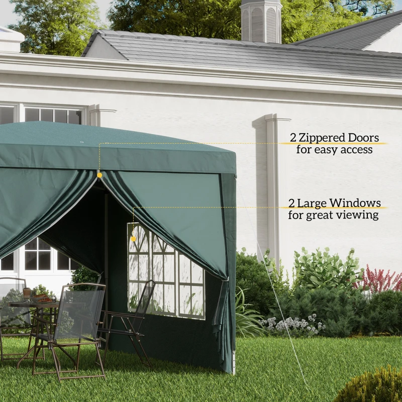 Outsunny 9.7'x9.7' Outdoor Pop Up Party Tent Wedding Gazebo Canopy with Carrying Bag (Green)