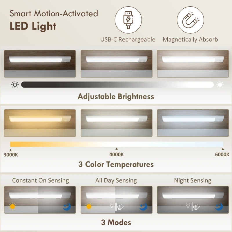 HOMCOM 47" Kitchen Cabinet with Sensing LED Light, Kitchen Pantry Cabinet with Doors, Adjustable Shelves, Door Shelves, White