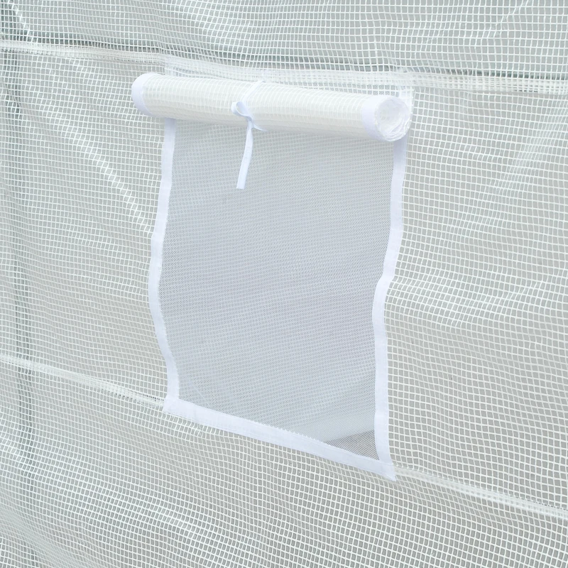 Outsunny 11.5x6.6x6.6ft Walk-in Tunnel Greenhouse Portable Garden Plant Growing Warm House with Door and Ventilation Window, White