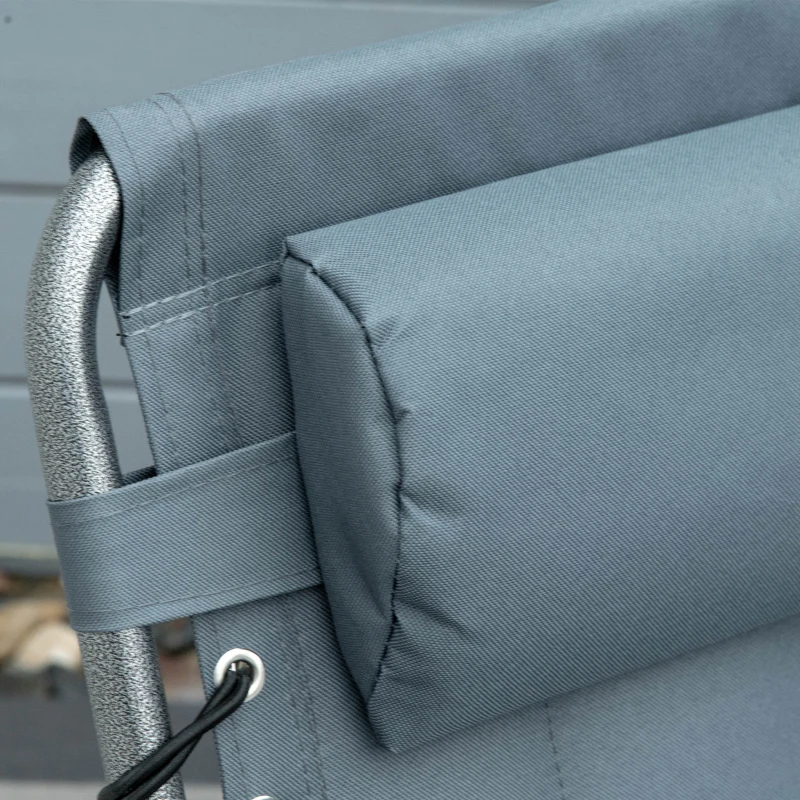 Outsunny Outdoor Lounge Chair, Folding Chaise Lounge, Patio Padded Tanning Chair with 5-position Adjustable Backrest, Pillow and Pocket for Deck, Beach, Lawn and Sunbathing, Grey