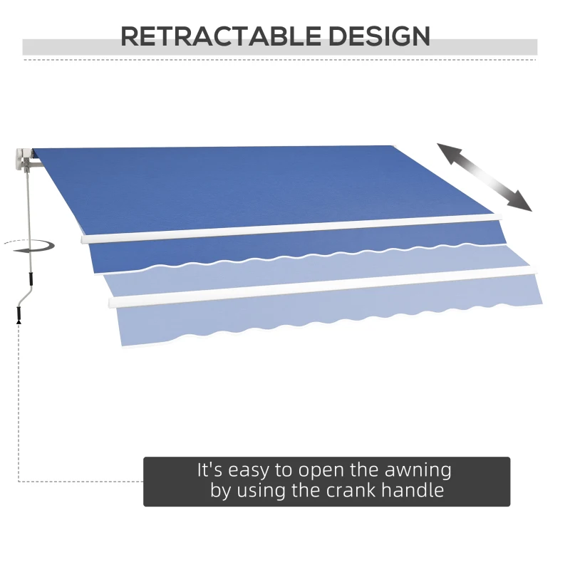 Outsunny 12' x 10' Manual Retractable Awning Outdoor Sunshade Shelter with Adjustable & Versatile Design, Dark Blue