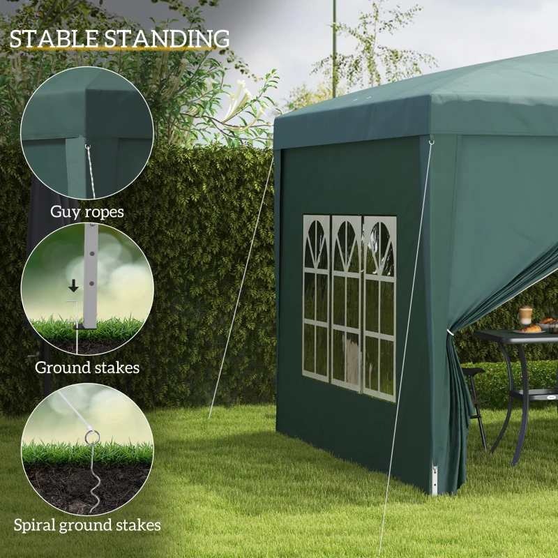 Outsunny 9.7'x9.7' Outdoor Pop Up Party Tent Wedding Gazebo Canopy with Carrying Bag (Green)
