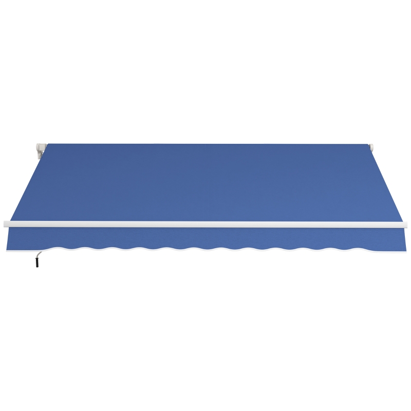 Outsunny 12' x 10' Manual Retractable Awning Outdoor Sunshade Shelter with Adjustable & Versatile Design, Dark Blue