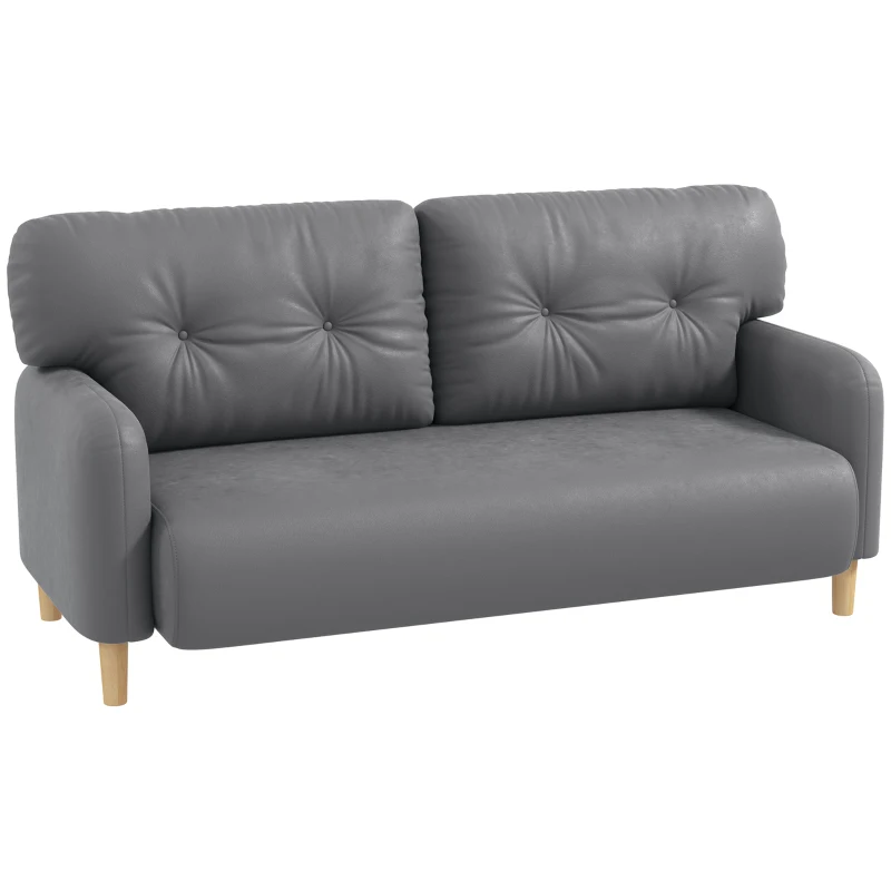 HOMCOM 58" 2 Seat Sofa, Modern Love Seats Furniture, Upholstered 2 Seater Couch, Solid Wood Frame, Grey