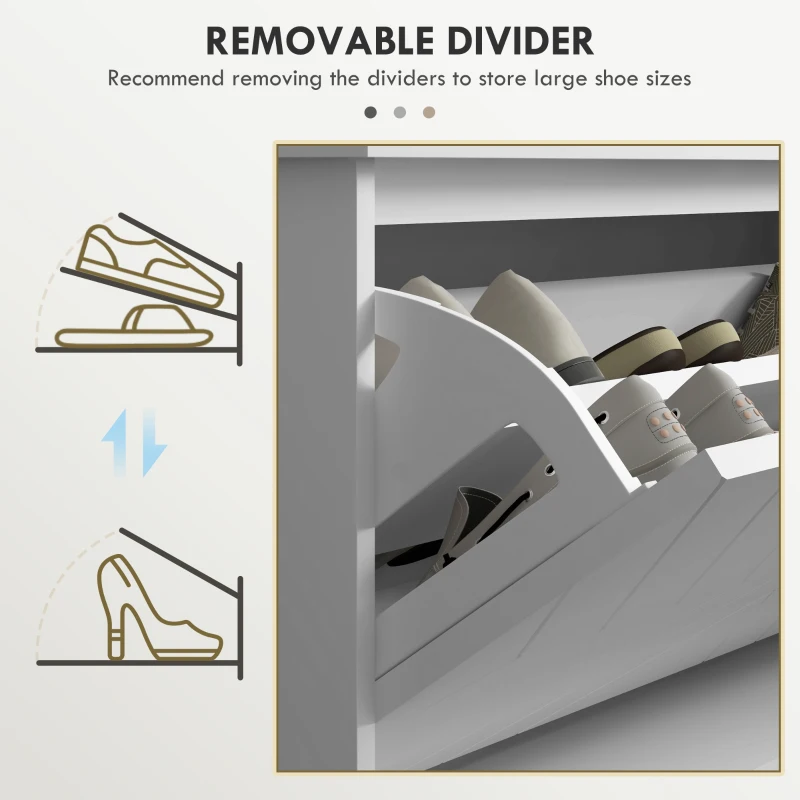 HOMCOM Shoe Storage with Seat, Upholstered Hallway Bench, Shoe Bench with Flip Drawer, Adjustable Shelf for 10 Pairs of Shoes