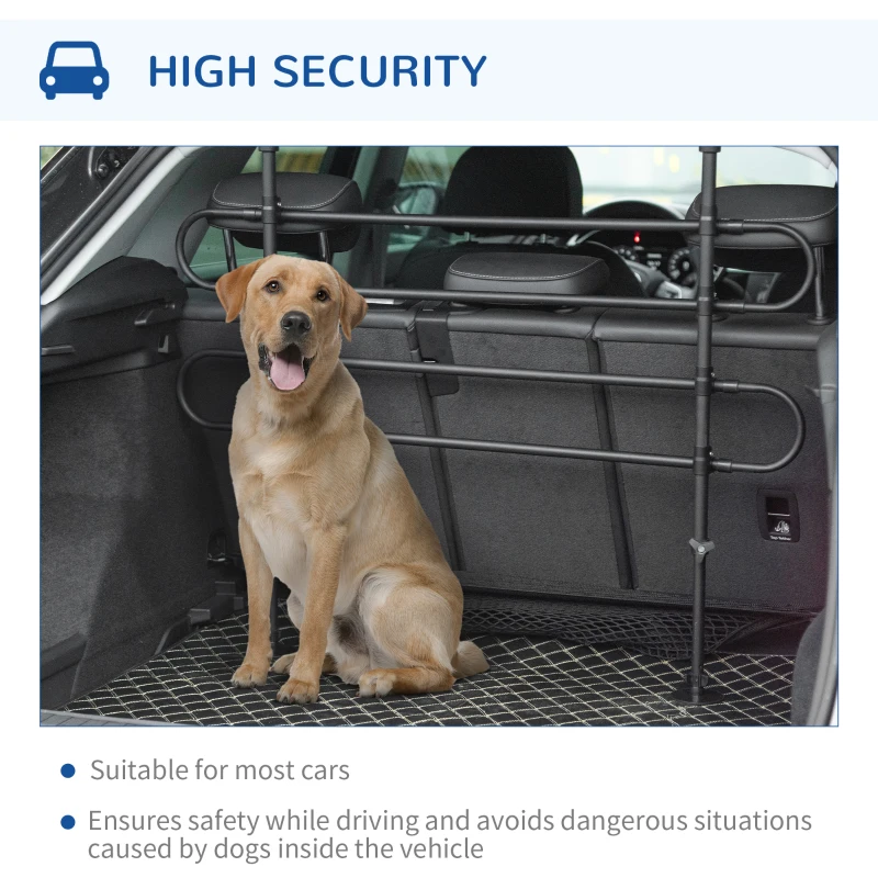PawHut Adjustable Pet Car Barrier for SUVs, Vehicles, Vans, Back Seat Dog Fence Guard for Safety Car Travel, Black