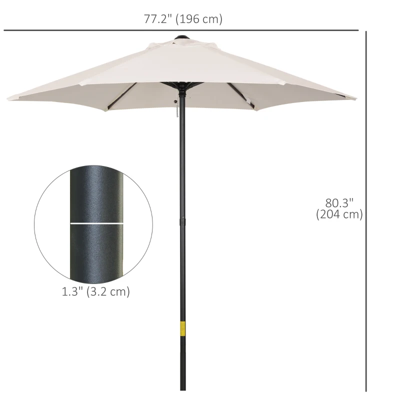 Outsunny 6.6FT Patio Umbrella, Outdoor Parasol with 6 Solid Ribs, Cream White