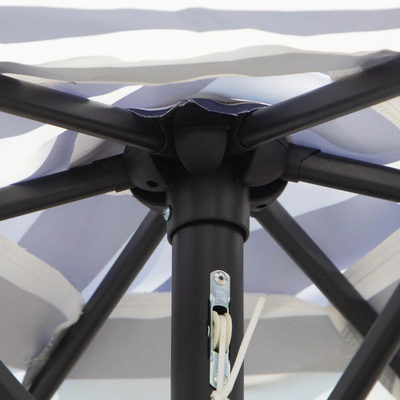 Outsunny Patio Sun Umbrella, Outdoor Parasol with 6 Ribs, Blue Stripes