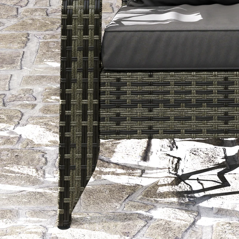 Outsunny Patio Adirondack Chair with Rattan Wicker, Soft Cushions, Tall Curved Backrest for Deck or Garden, Mixed Gray