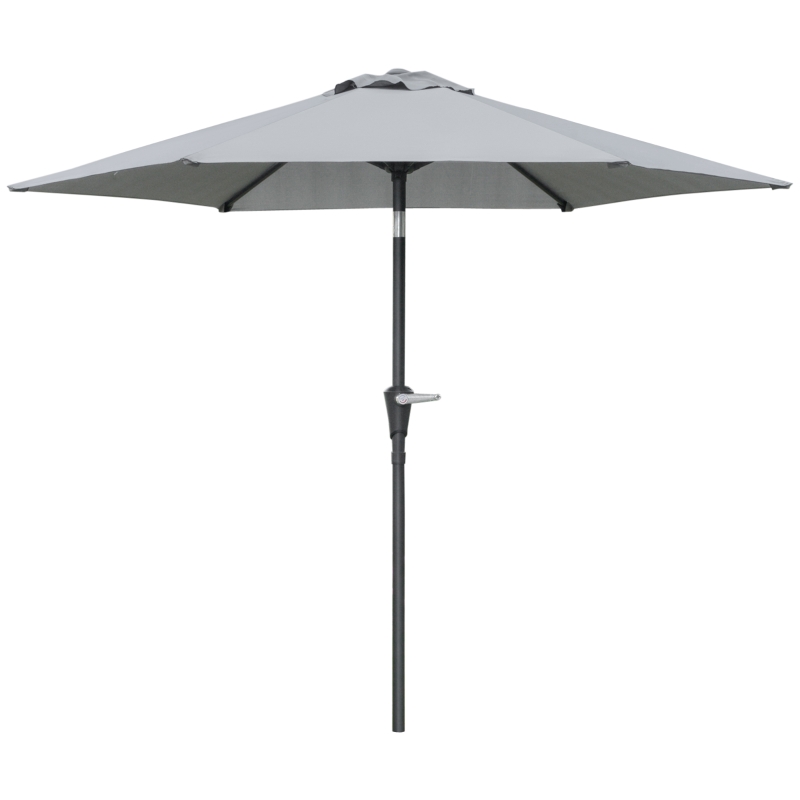Outsunny Patio Sun Umbrella, Outdoor Parasol with 6 Ribs, Light Grey