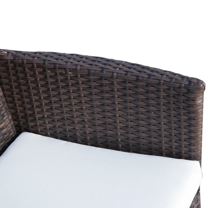 Outsunny 3 Pieces Wicker Patio Furniture Set, Rattan Bistro Set with Glass Top Coffee Table and Cushions, Outdoor Conversation Set for Garden, Porch, Balcony, Coffee
