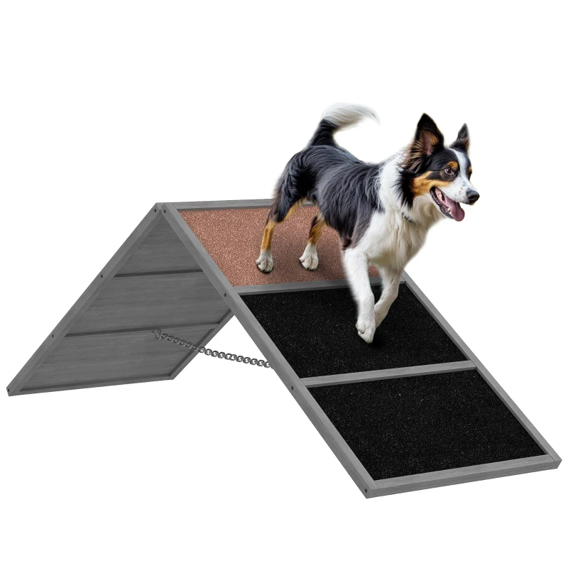 PawHut Dog Agility Equipment Ramp with Non-slip Surface, A-frame, Agility Equipment Ramp for All Breed Dogs, Gray