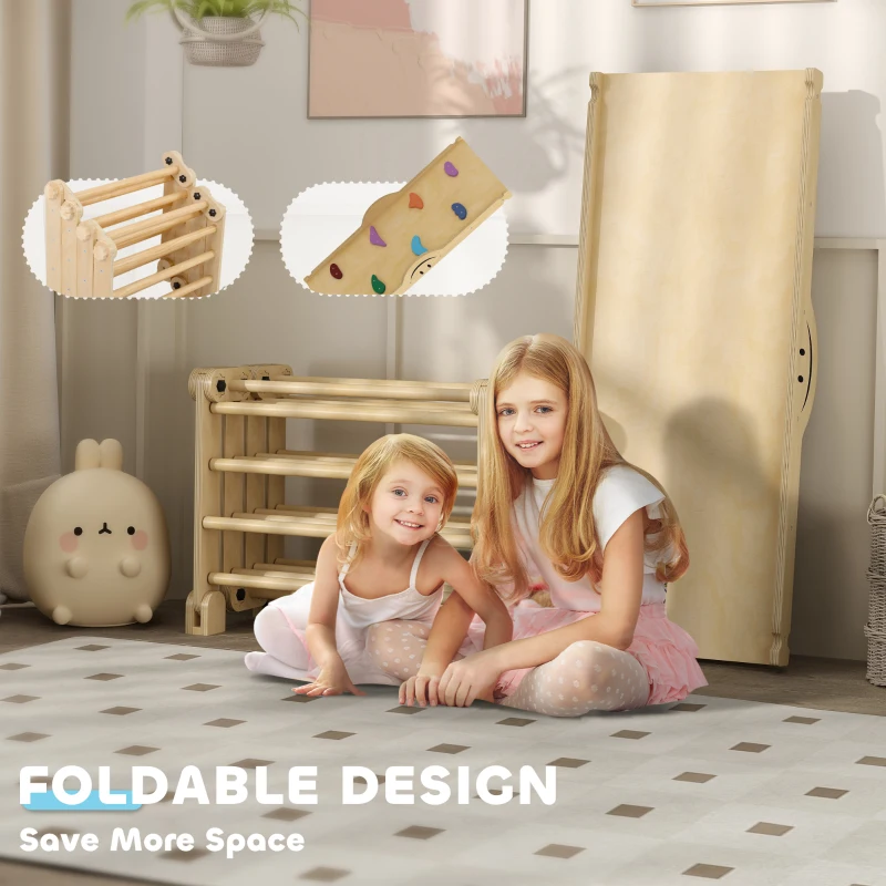 Qaba 4 in 1 Indoor Toddler Climbing Toys for 18-48 Months with Ramp & Seesaw