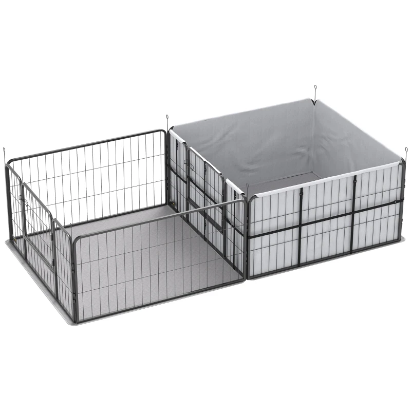 PawHut 7 Panel Dog Whelping Box Convertible DIY Pet Playpen with Washable Pee Pads, 600D Oxford Fabric, 96" x 48" x 24"
